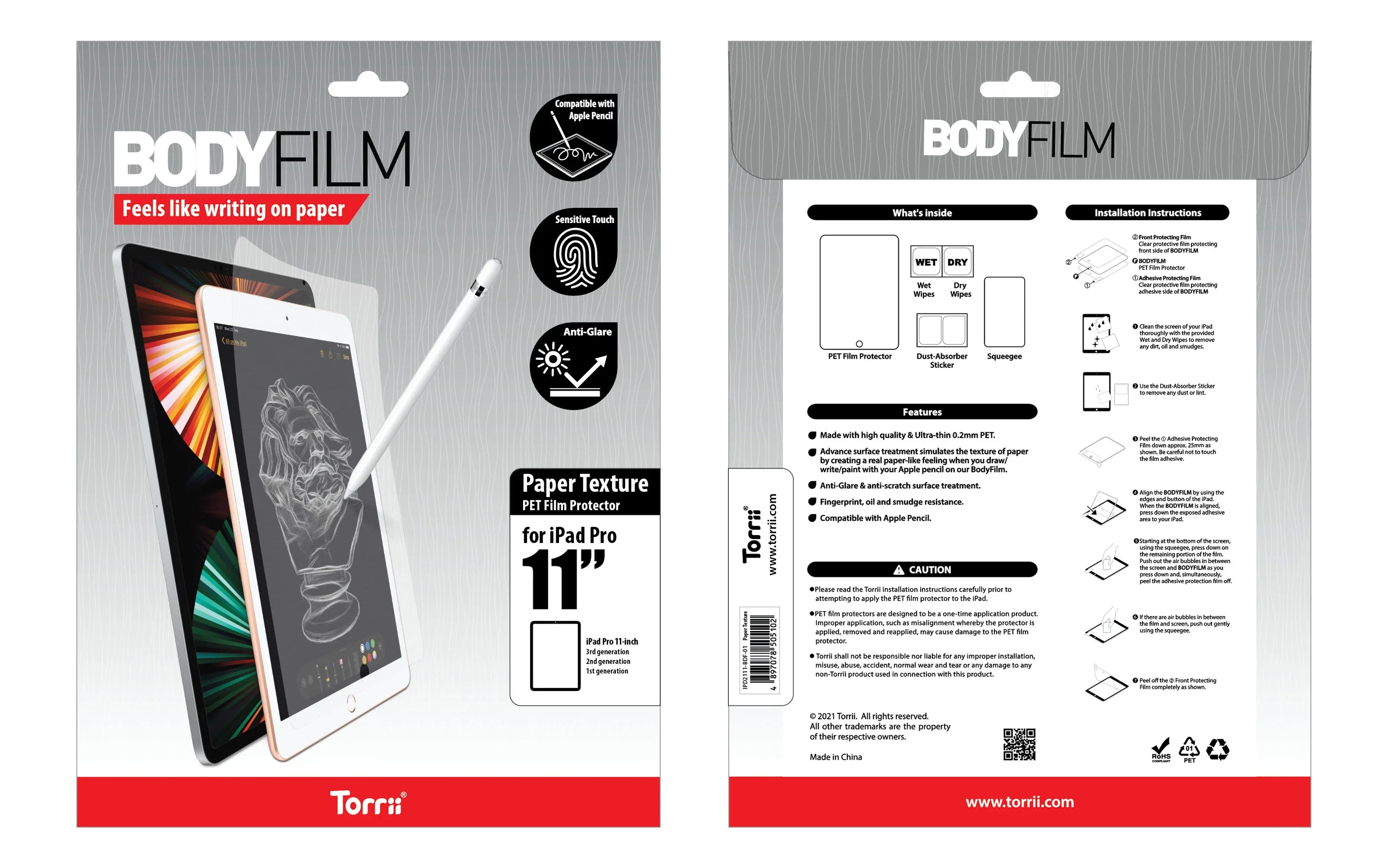 Torrii Bodyfilm Paper Like Screen Protector For iPad Pro 11 (2021/2020/2018) - Clear - Tashqila Torrii Bodyfilm Paper Like Screen Protector For iPad Pro 11 (2021/2020/2018) - Clear - Tashqila